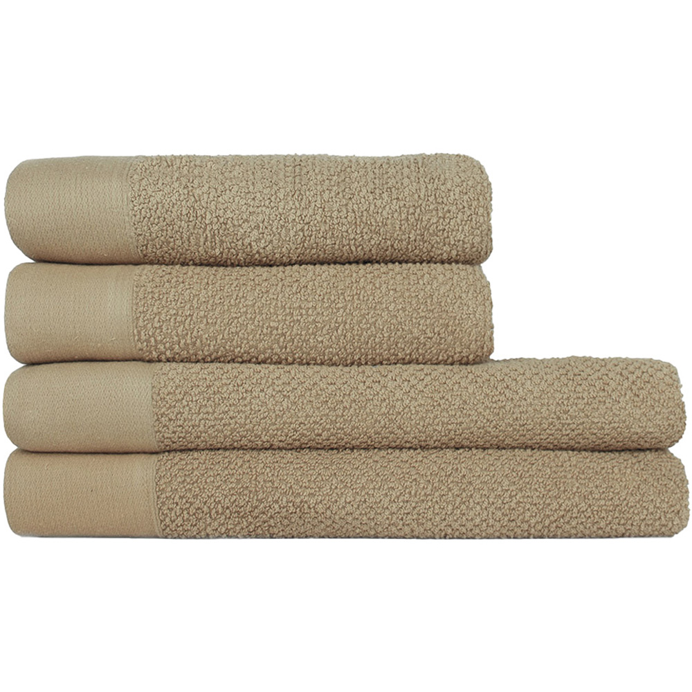 furn. Textured Cotton Warm Cream Hand and Bath Towels Set of 4 Image 1