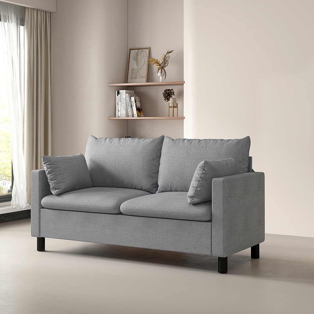 wilko Laura 2 Seater Grey Linen Plush Padded Sofa Image 4