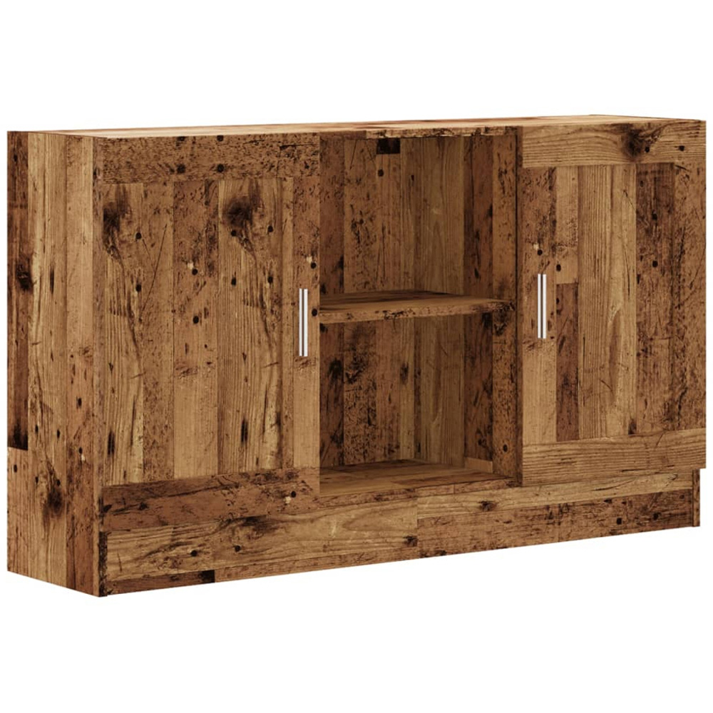 vidaXL 2 Door 2 Open Shelf Old Wood Sideboard Image 2