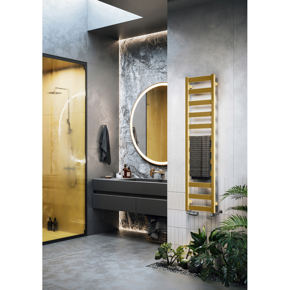Terma Vivo Brass Heated Towel Rail 1215 BTU 1390 x 300mm Image 6