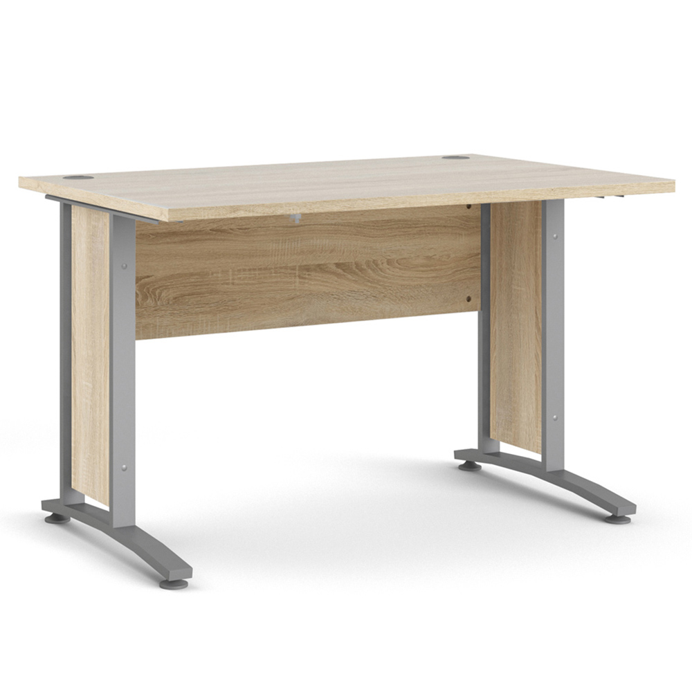 Florence Wooden and Steel 120cm Desk Oak and Silver Grey Image 2