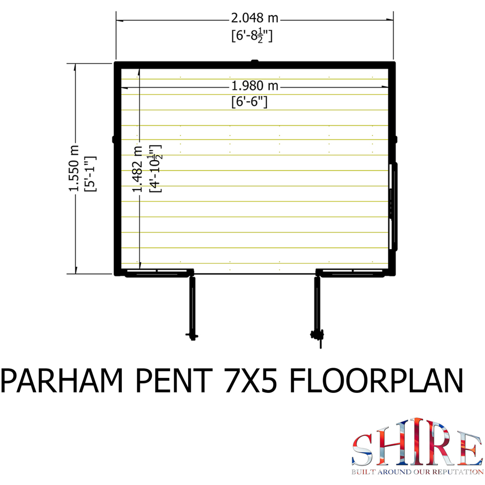 Shire Parham 7 x 5ft Shiplap Pent Garden Summerhouse Image 7