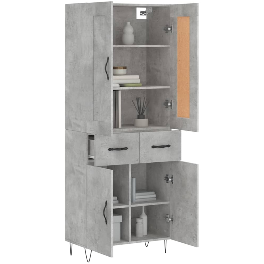 vidaXL 4 Door 2 Drawer Concrete Grey Highboard Image 3