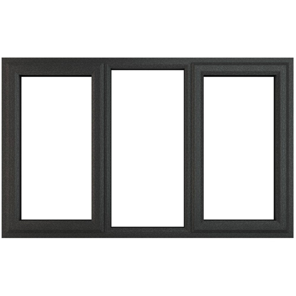 Crystal uPVC Triple Glazed Window LH & RH Side Hung Fixed Centre Grey White Clear Glass 1770x1190mm Image 1