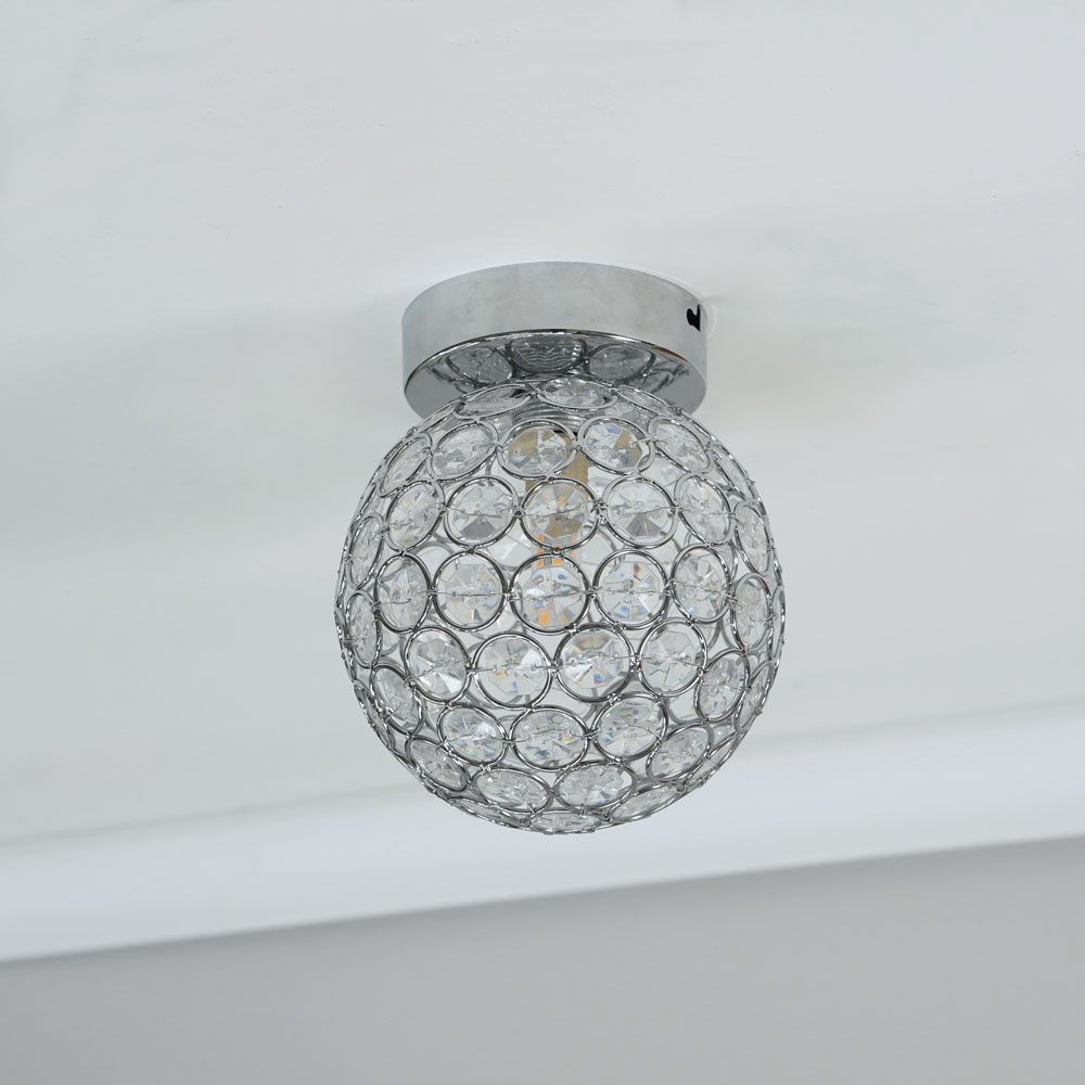 ValueLights Ella Chrome Sphere Globe Jewel LED Flush Ceiling Light Image 3