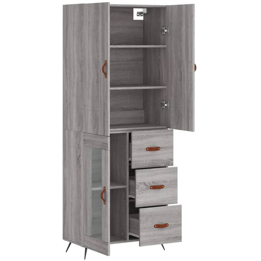 vidaXL 3 Door 3 Drawer Grey Sonoma Highboard Image 4