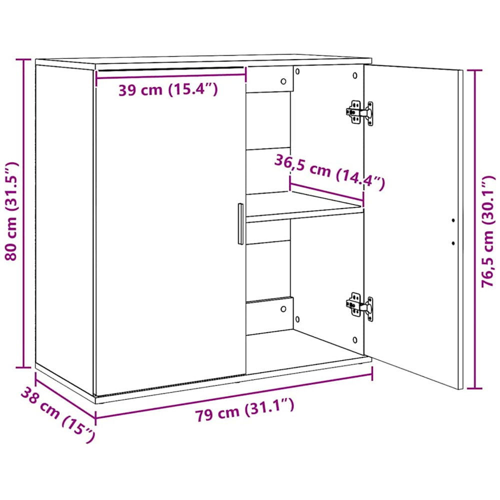 vidaXL 2 Door White Sideboard Set of 2 Image 9