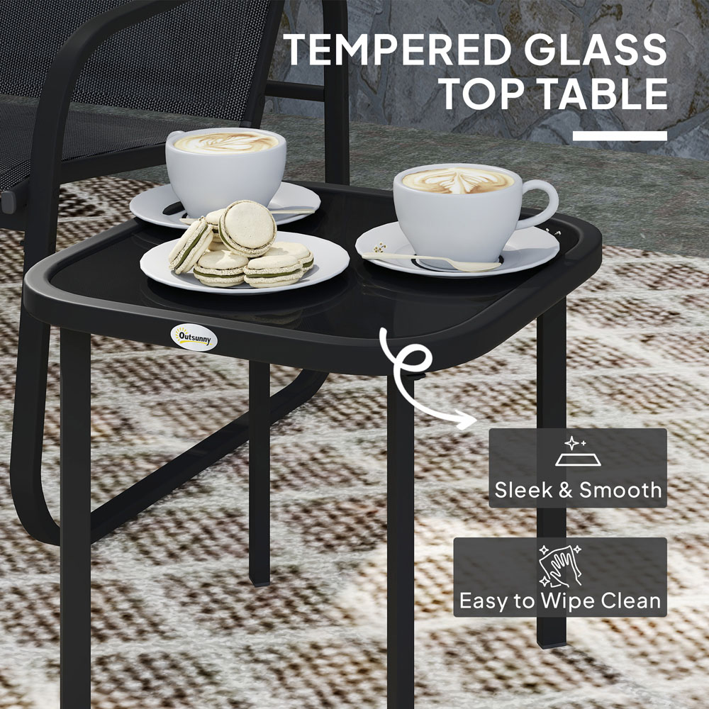Outsunny 2 Seater Metal Bistro Set Black Image 5