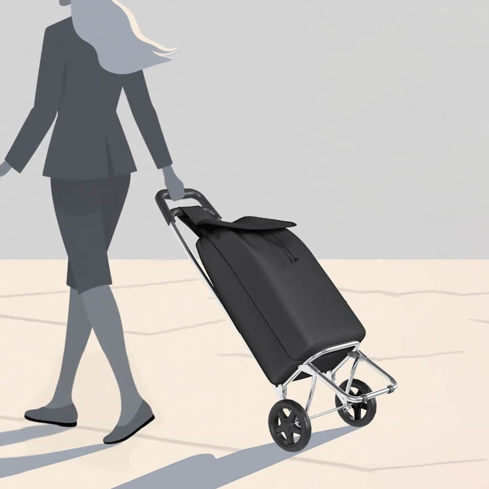 vidaXL 35 x 28 x 92cm Black Foldable Shopping Trolley Image 6
