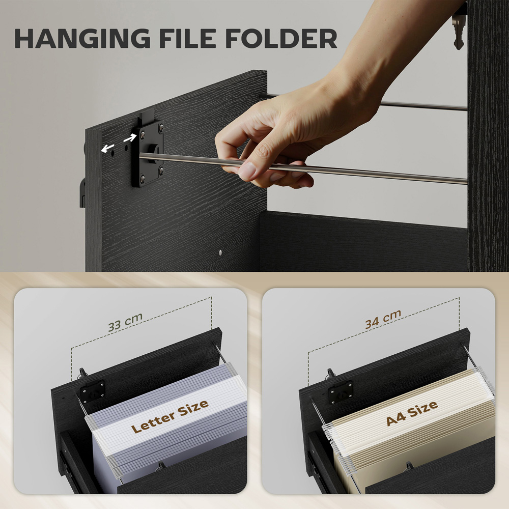 Portland 2 Drawer Black Mobile Lockable Filing Cabinet with Keys  Image 8