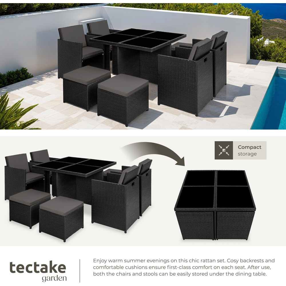 tectake Manhattan 8 Seater Rattan Garden Dining Set Black Image 4