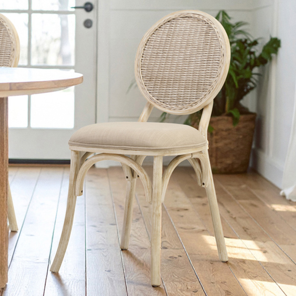 Premier Housewares Cebu White Wash Elm Wood Dining Chair Image 1