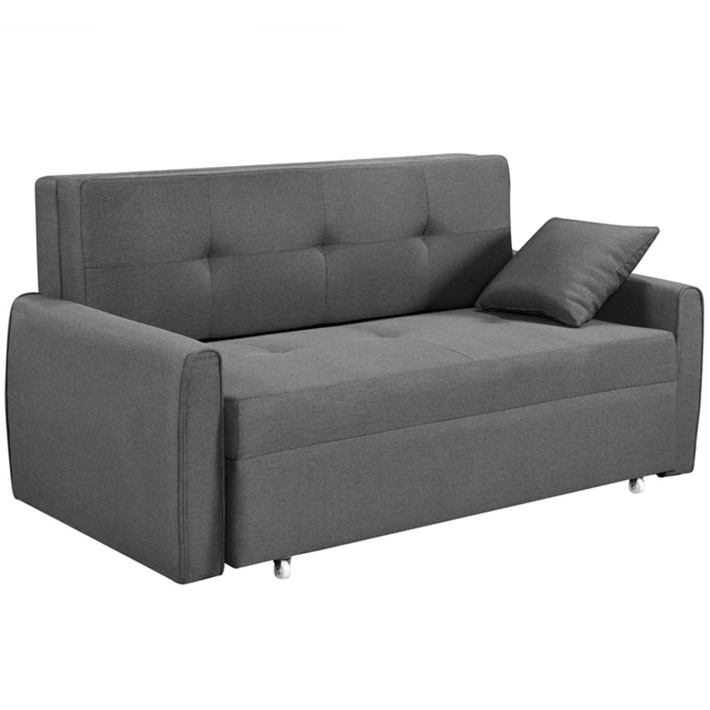 Comfy Living 2 Seater Grey Linen Pull Out Sofa Bed Image 2