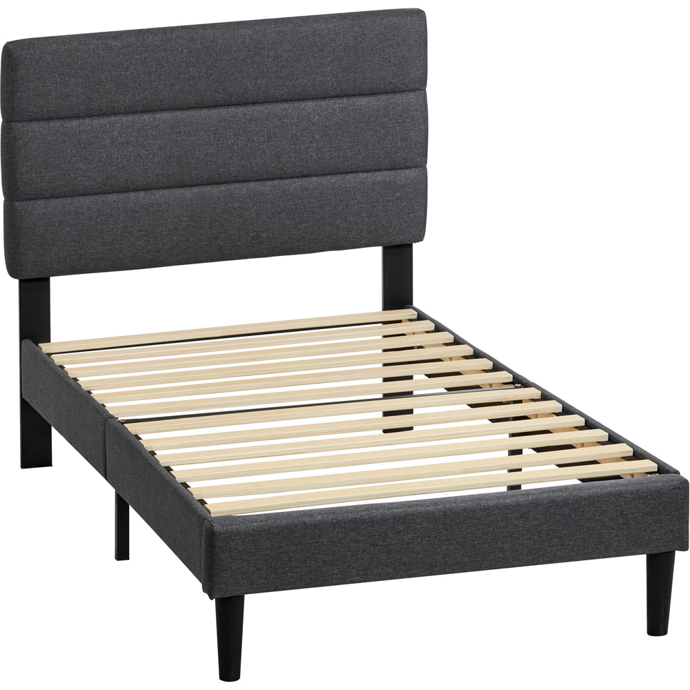 VIDA DESIGNS Vandura Single Dark Grey Linen Fabric Bed Image 2