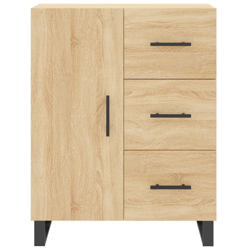 vidaXL 3 Door 3 Drawer Sonoma Oak Glass Highboard Image 8