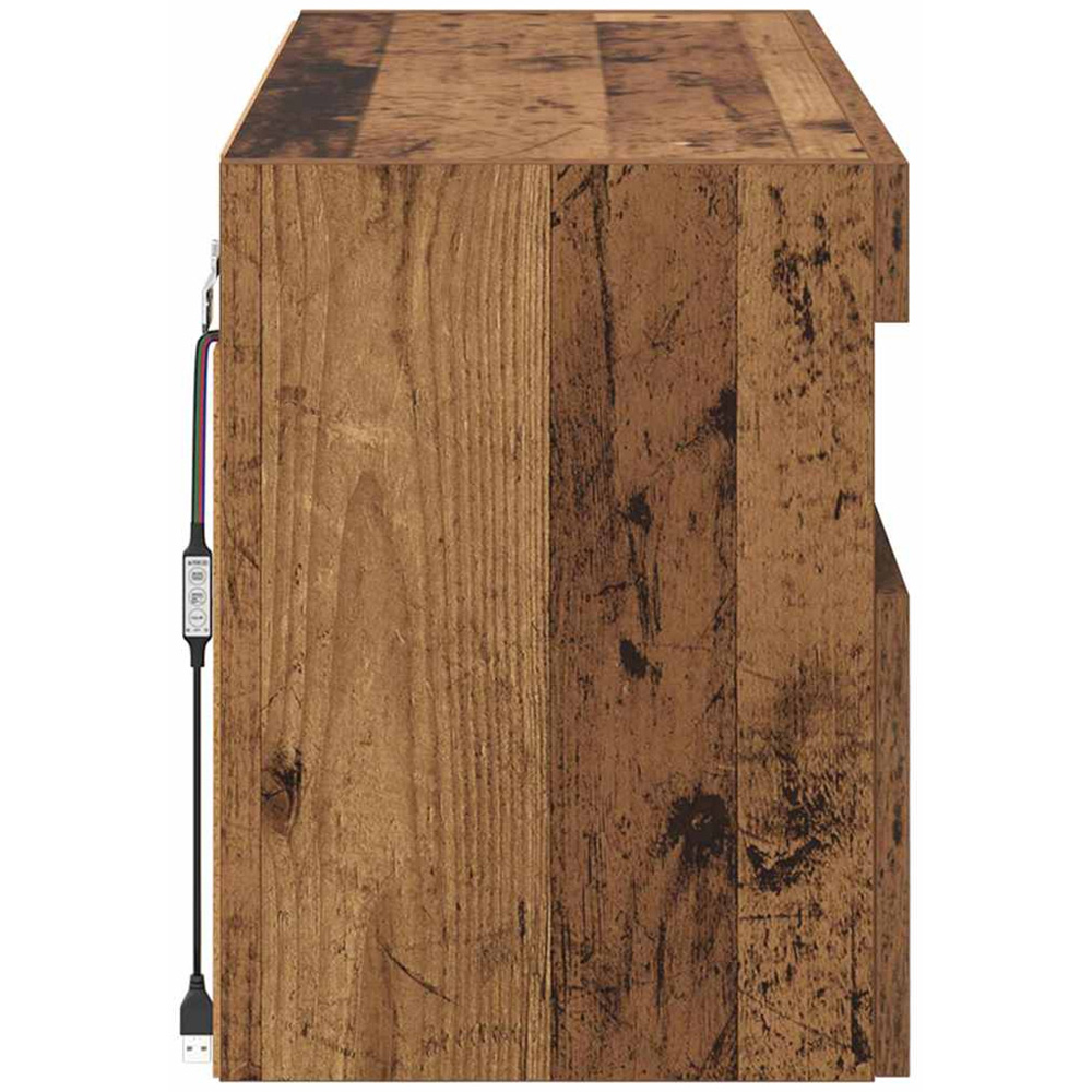 vidaXL 2 Door 2 Shelf Old Wood Wall Mounted Wide TV Cabinet with LED Light Image 8