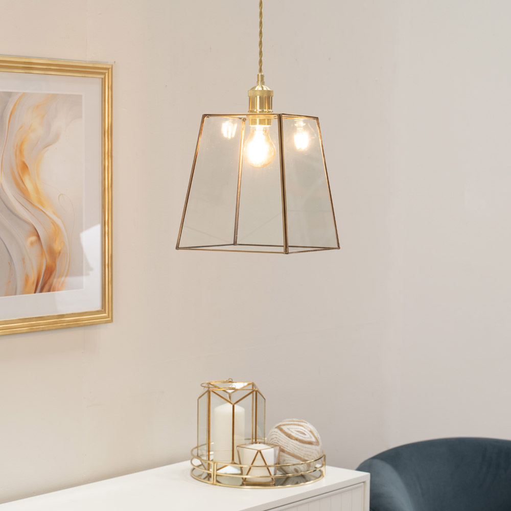 ValueLights Susie 2 Pack Gold Glass Pendant Shade Image 2
