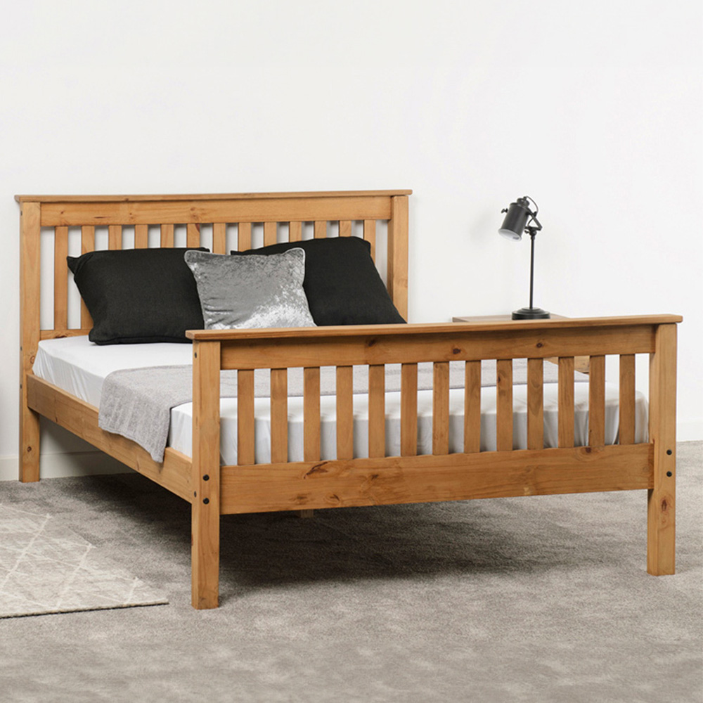Seconique Monaco King Size Distressed Waxed Pine High End Bed Image 1