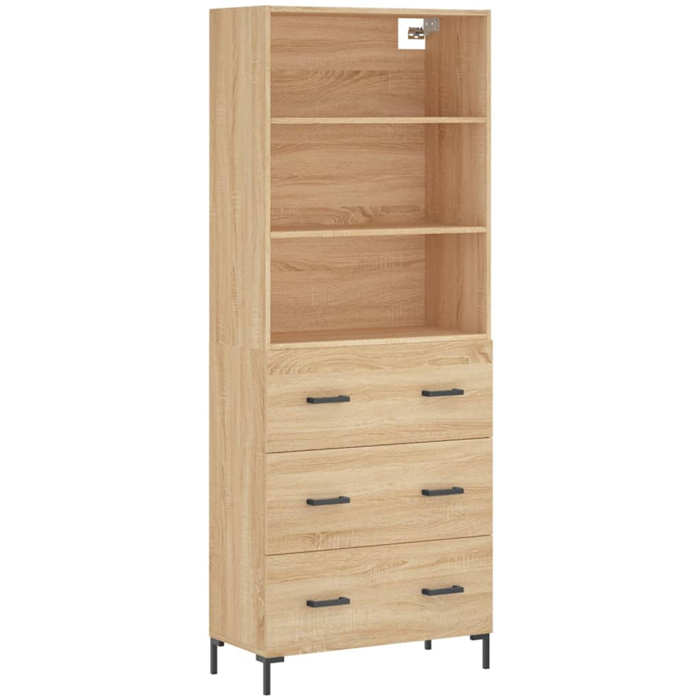 vidaXL 3 Drawer 3 Shelf Sonoma Oak Highboard Image 2
