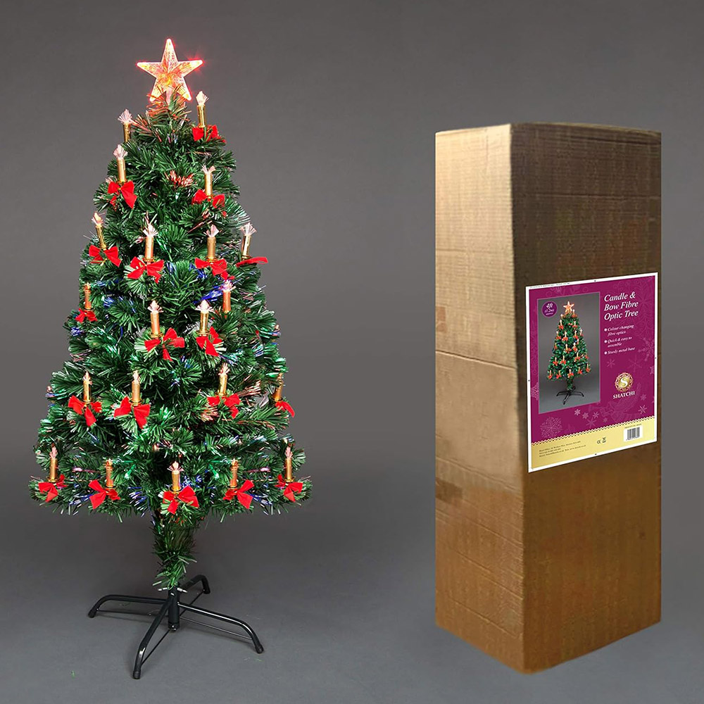 Shatchi Candle and Bow Fibre Optic Artificial Christmas Tree 5ft Image 4