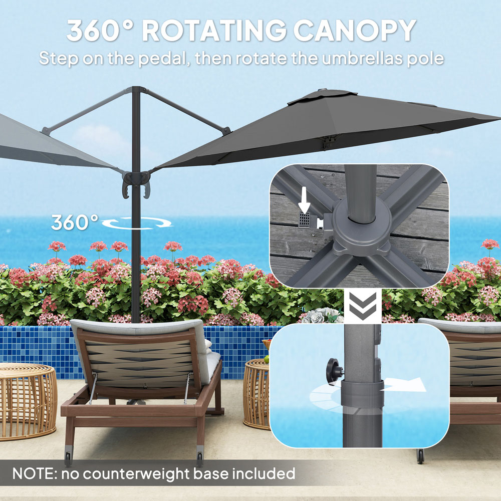 Outsunny Black Cantilever Parasol with Cross Base 3m Image 5
