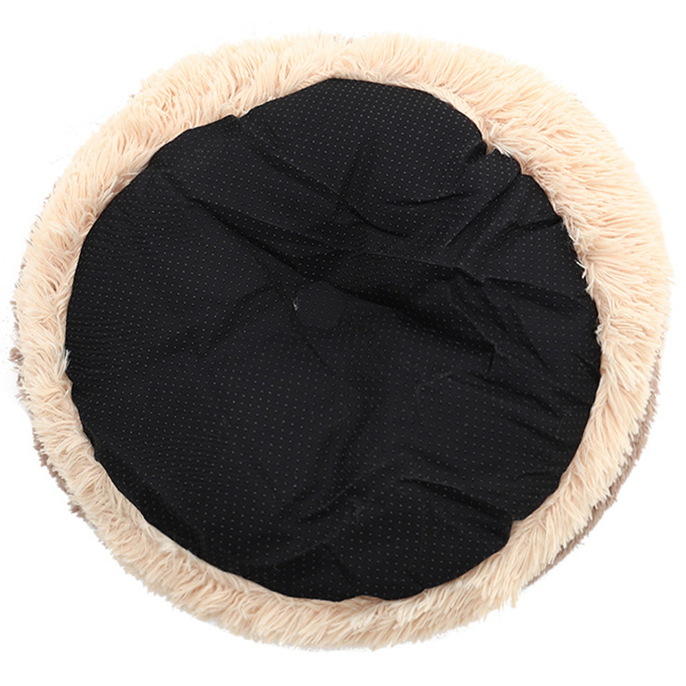 H&O Direct Coffee and Apricot Plush Donut Shaped Pet Bed Image 3
