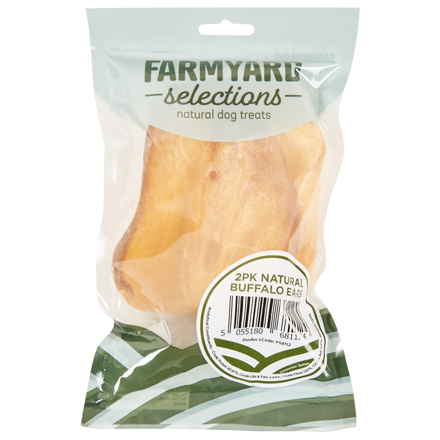 Pack of 2 Farmyard Selections Natural Smoked Buffalo Ears - Brown Image