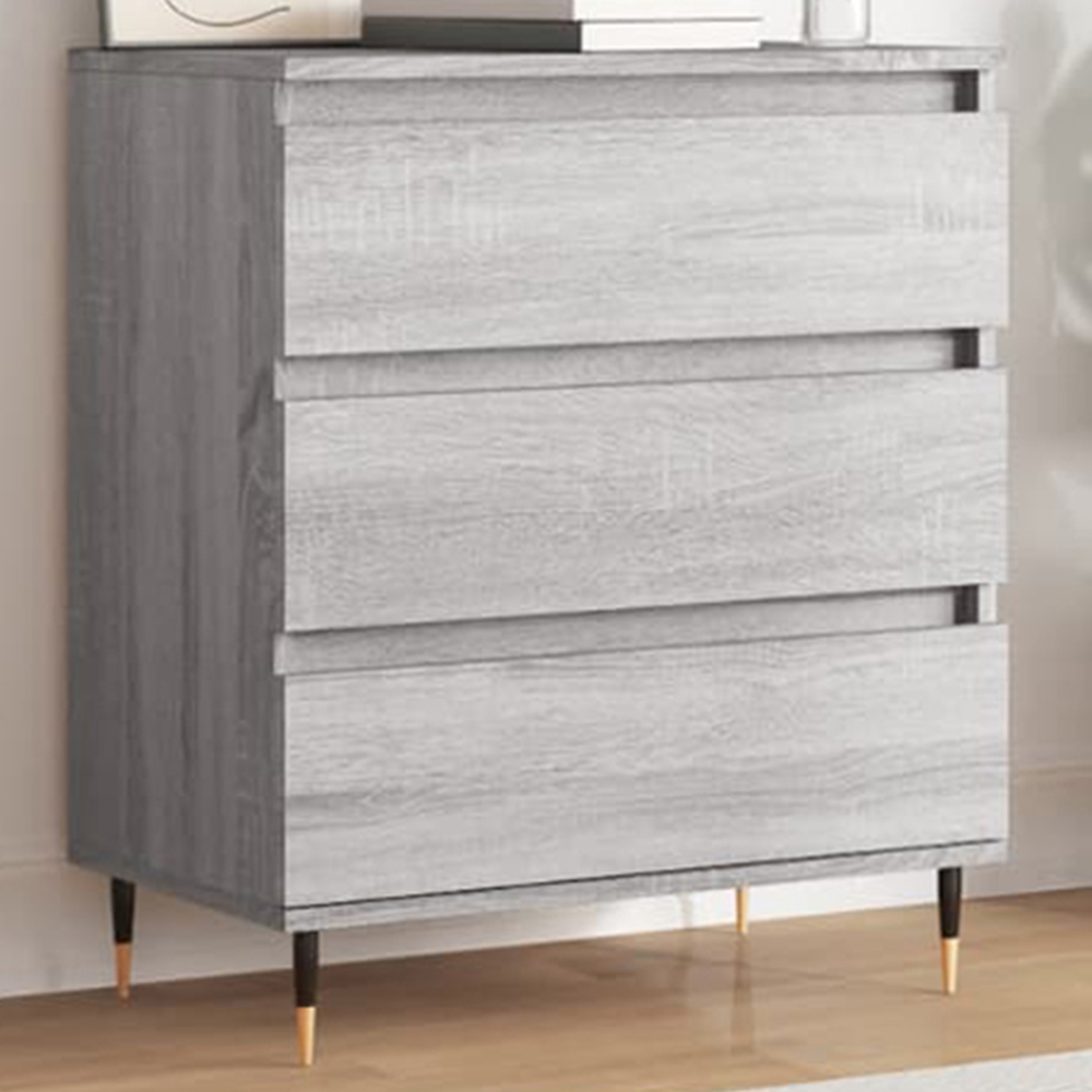 vidaXL 3 Door Grey Sonoma Wooden Sideboard Image 1