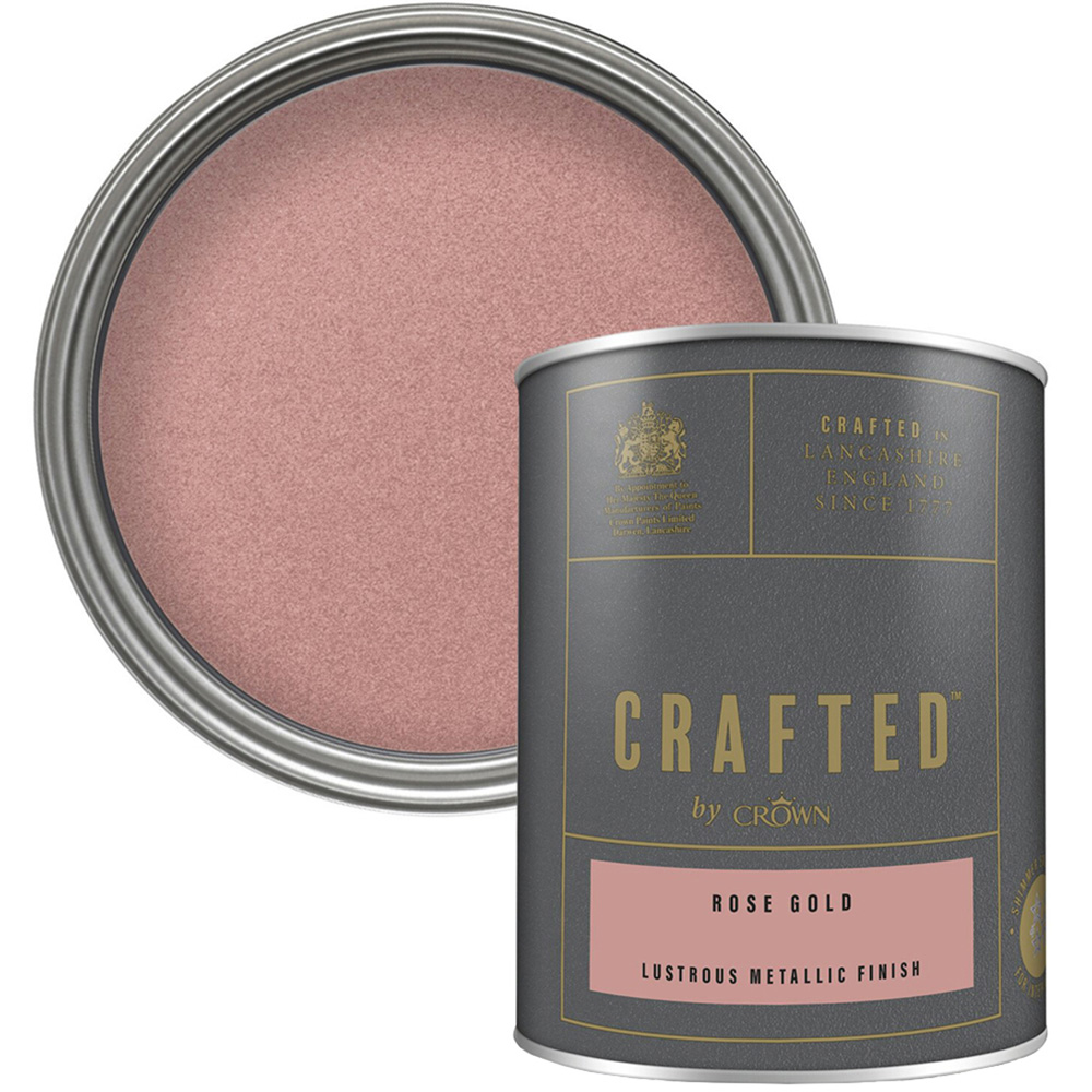 Crown Crafted Walls Wood & Metal Rose Gold Lustrous Metallic Shimmer Emulsion Paint 1.25L Image 1