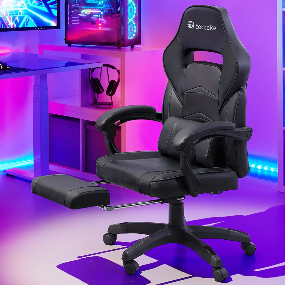 tectake Comodo Black Gaming Chair Image 1