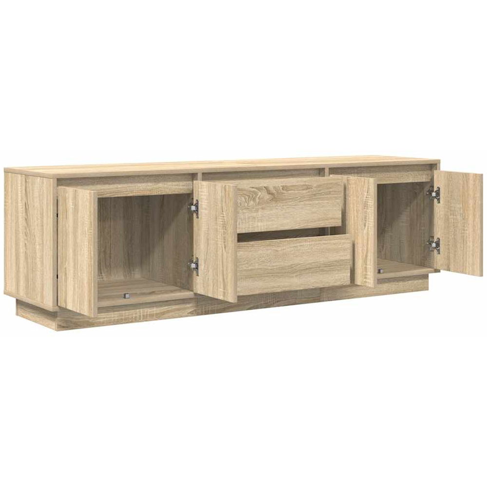 vidaXL 4 Door 2 Drawer Sonoma Oak TV Wooden Cabinet with LED Image 6