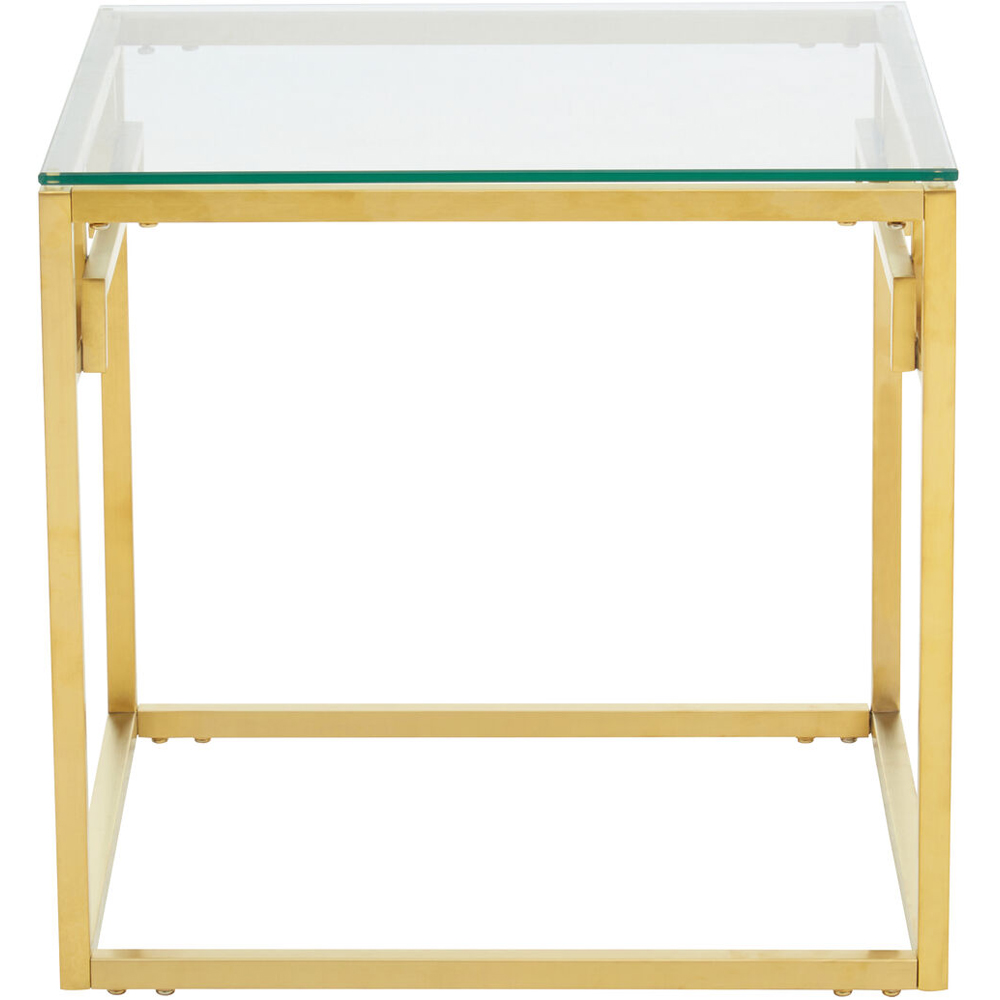 Premier Housewares Allure Gold Brushed Side Table with Tempered Glass Top Image 3