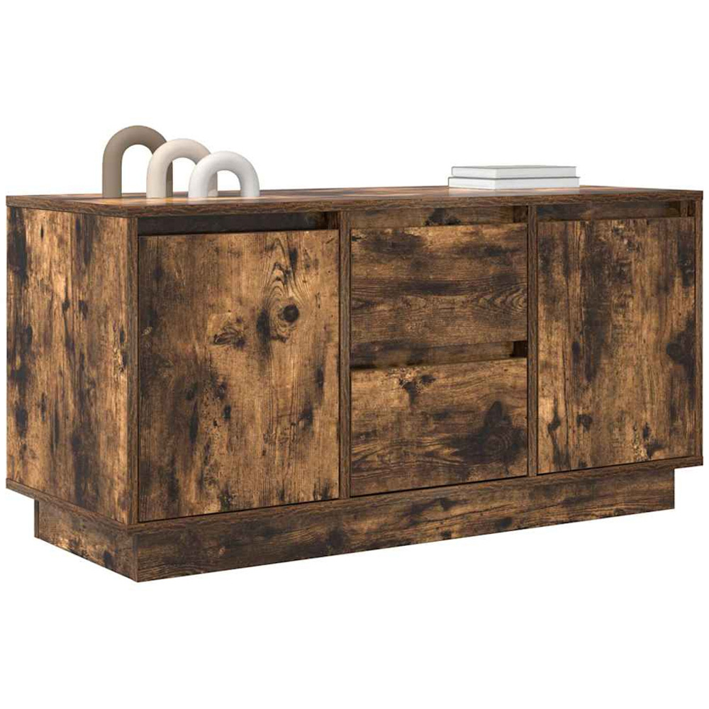 vidaXL 2 Door 2 Drawer Smoked Oak LED TV Cabinet Image 5