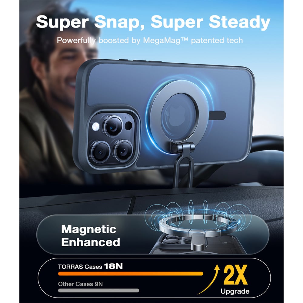 Torras Guardian Black iPhone 16 Pro Max Magnetic Phone Case Image 5