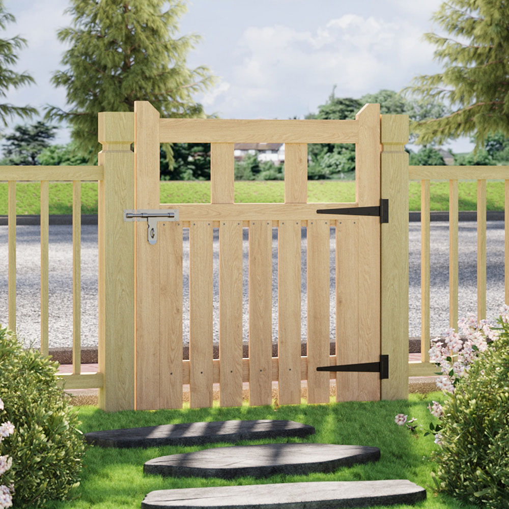 Outdoor Minimalist Nature Wooden Straight-Corner Garden Fence Door, 90 x 76 x 2.5cm Image 2