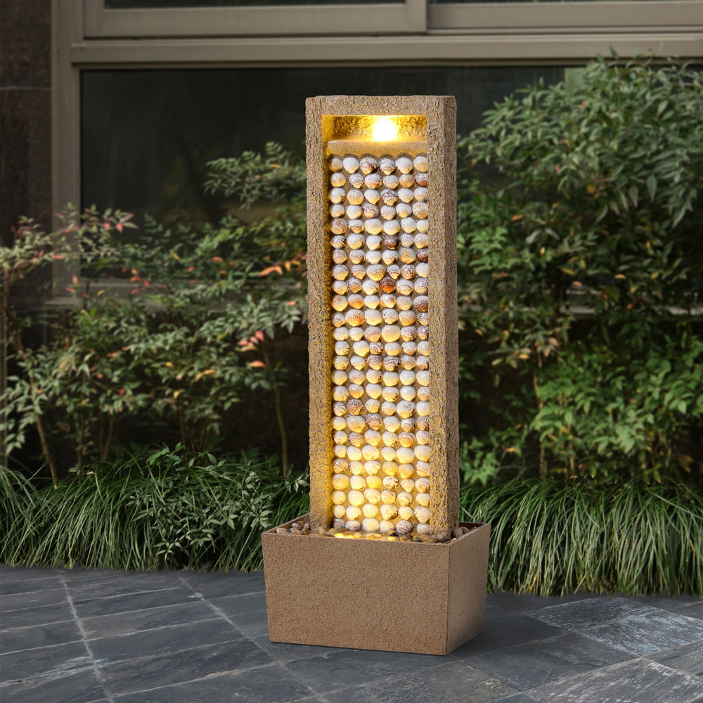 Teamson Home Brown Seashells Water Outdoor Fountain 36 inch Image 2