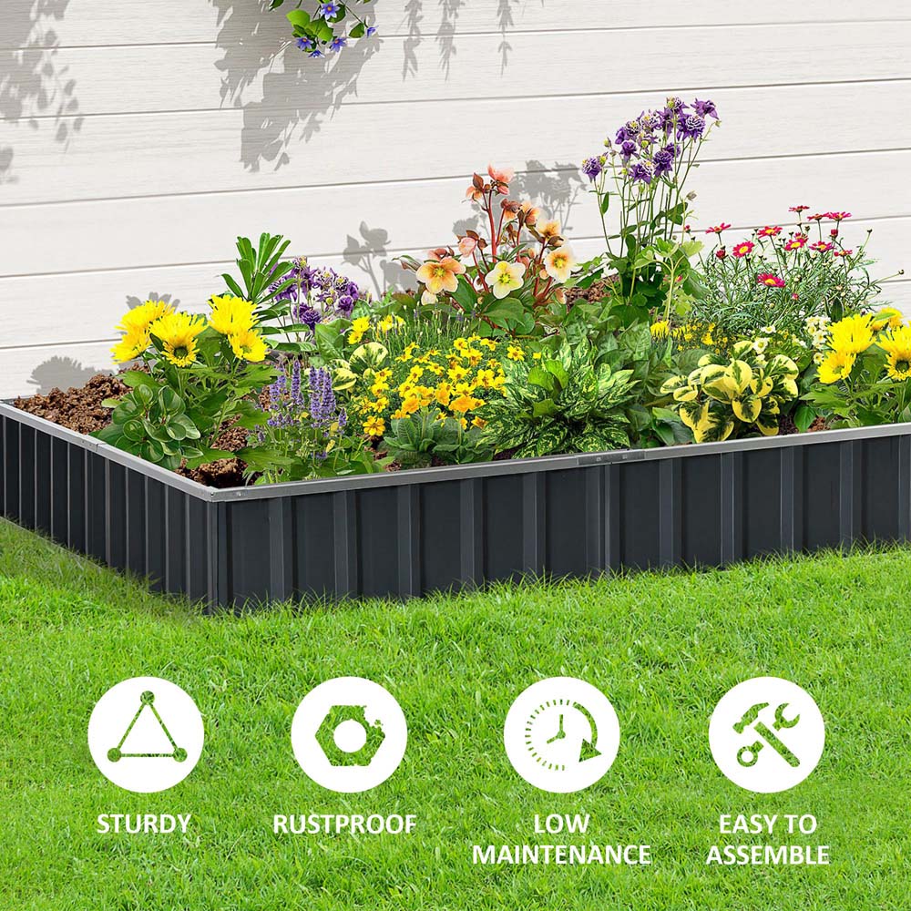 Outsunny Black Metal Raised Garden Bed Planter with Gloves 30 x 90 x 258cm Image 7