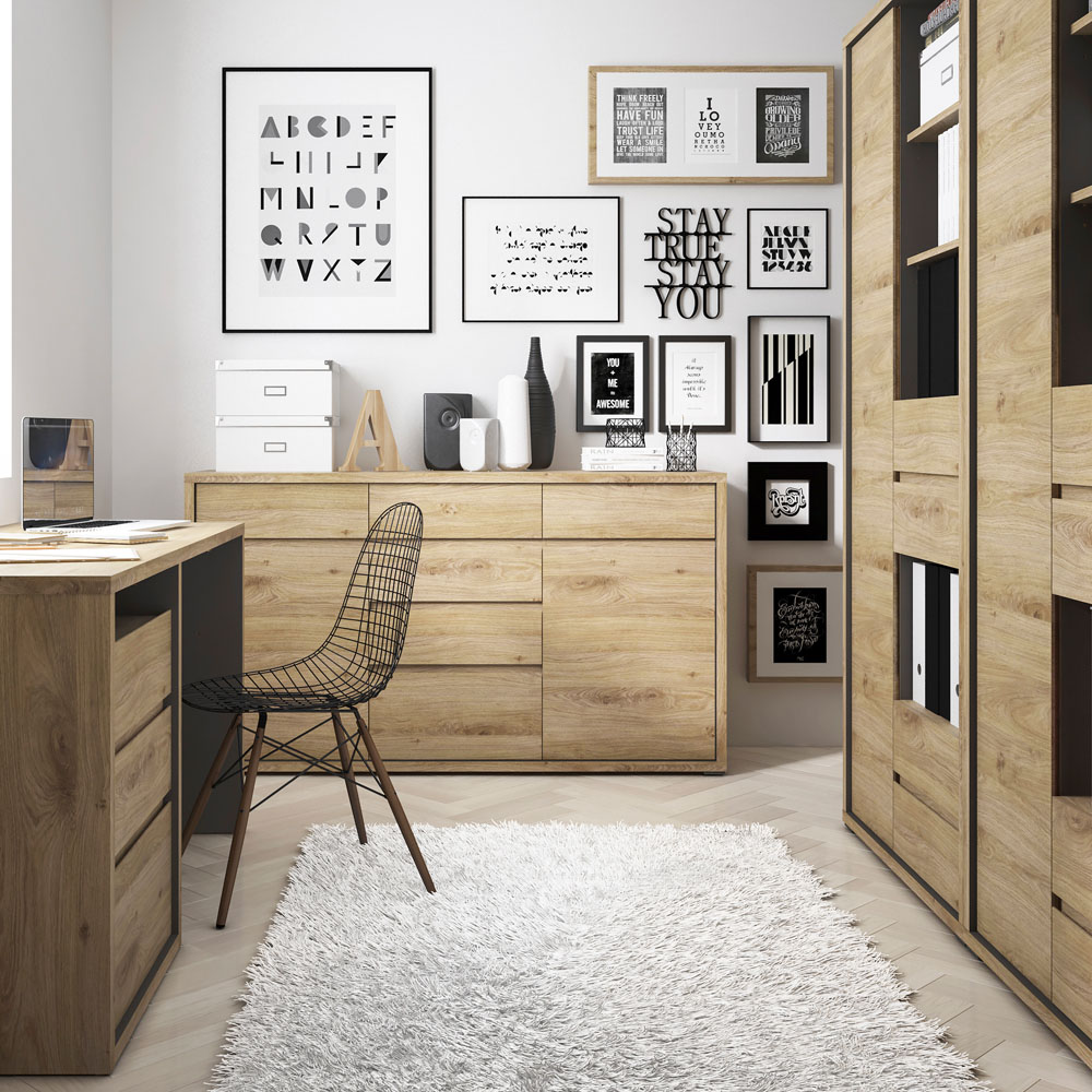 Florence Shetland Single Door 4 Drawer 4 Shelf Wide Bookcase Image 9