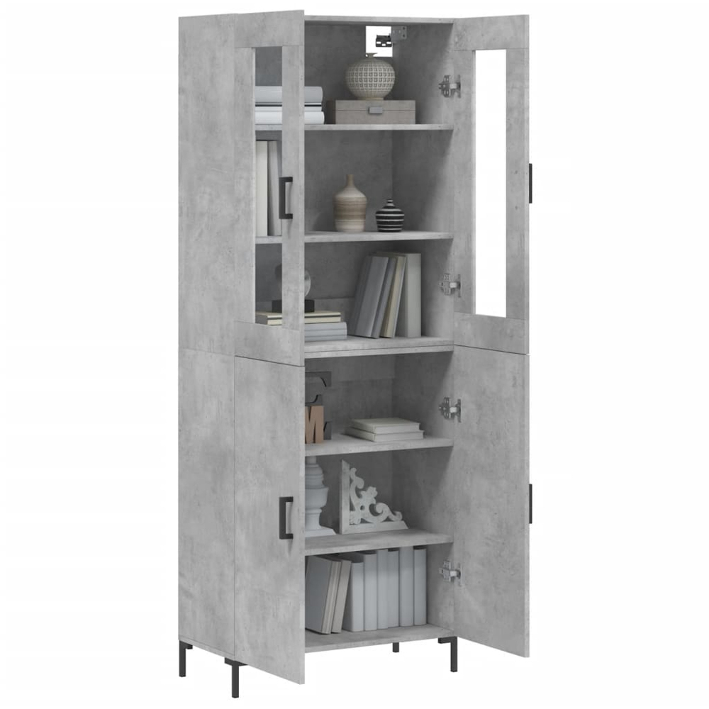 vidaXL 4 Door Concrete Grey Highboard Image 3
