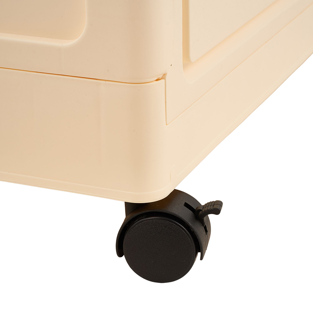 Living and Home 4-Tier Cream Foldable Storage Cabinet with Castors Image 6