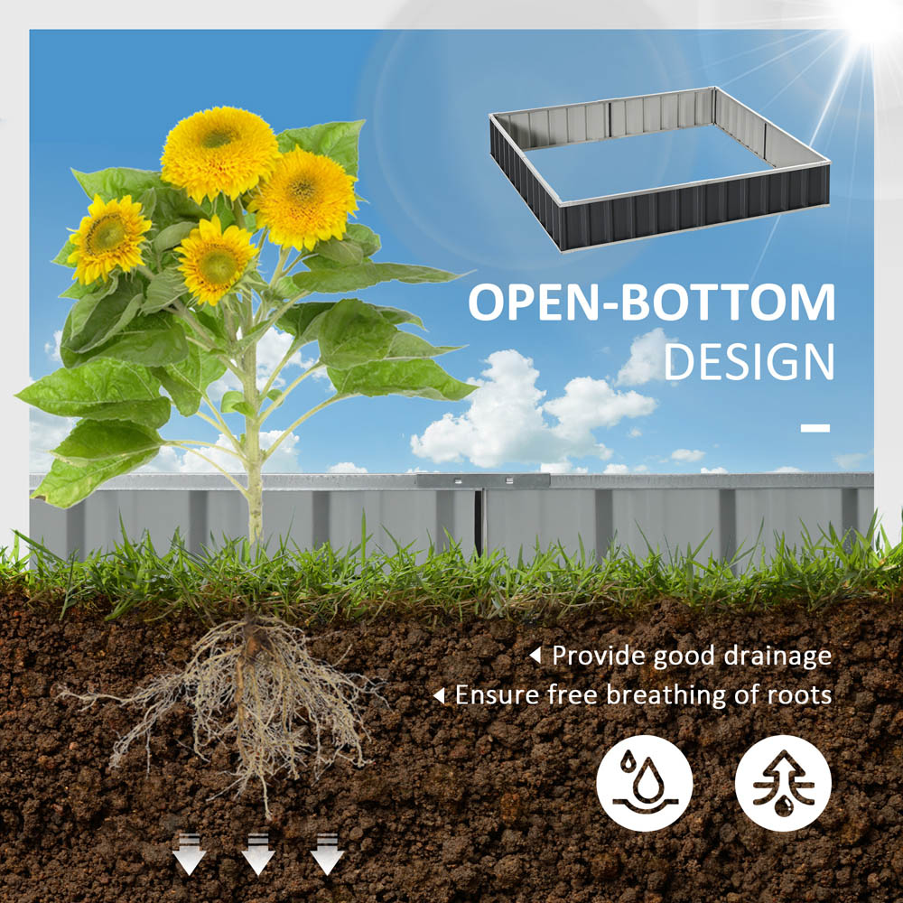 Outsunny Black Metal Raised Garden Bed Planter with Gloves 30 x 90 x 258cm Image 8