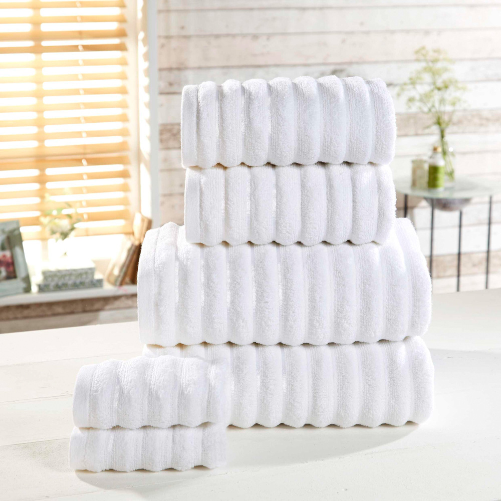 Rapport Home White Ribbed Cotton Towel Bundle Set of 6 Image 2