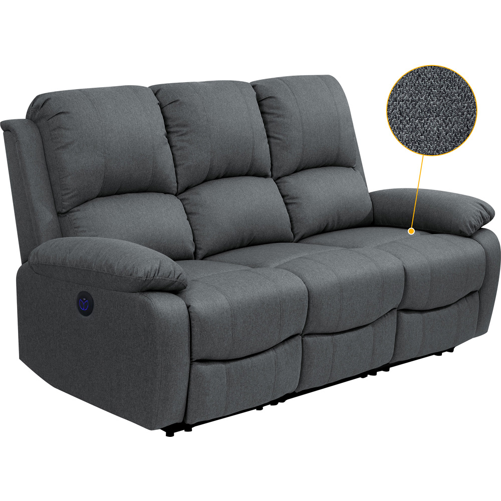 Comfy Living 6 Seater Dark Grey Linen Electric Recliner Sofa Set Image 2