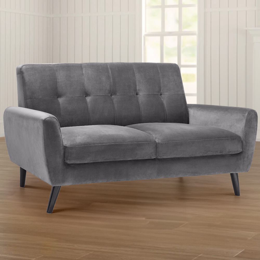 Julian Bowen Monza 2 Seater Dark Grey Velvet Sofa Image 1