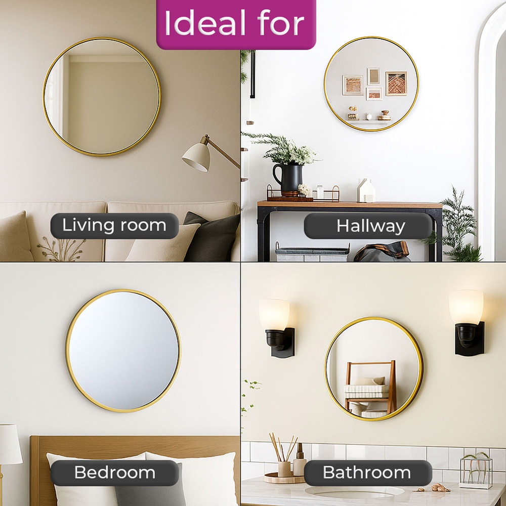 Neo Gold Metal Frame Anti-Rust Wall Mounted Round Mirror 40cm Image 5