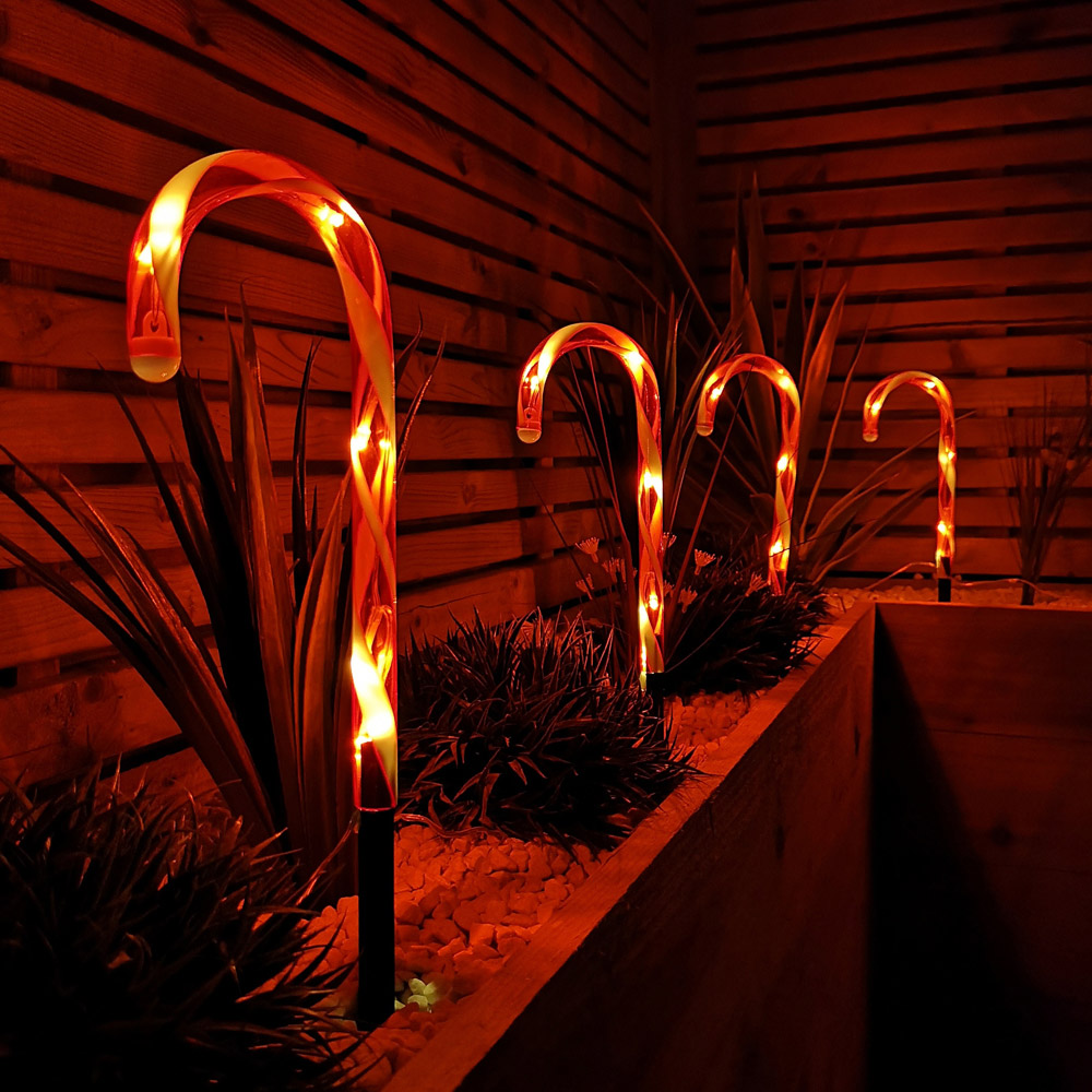 Samuel Alexander 6 Piece LED Red and White Stripe Christmas Candy Cane Light Set Image 9