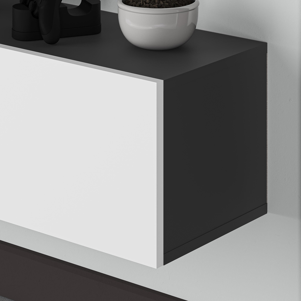 Decortie Francy 3 Door Anthracite and White Wall Mounted TV Unit Image 3