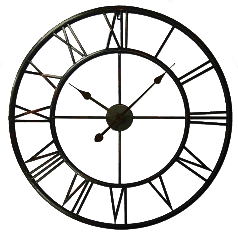 WALPLUS Black Roman Number Double Wall Clock 76cm Image 1