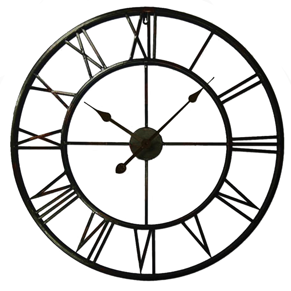 Walplus Black Roman Numeral Round Wall Clock 76cm Set of 2 Image 1