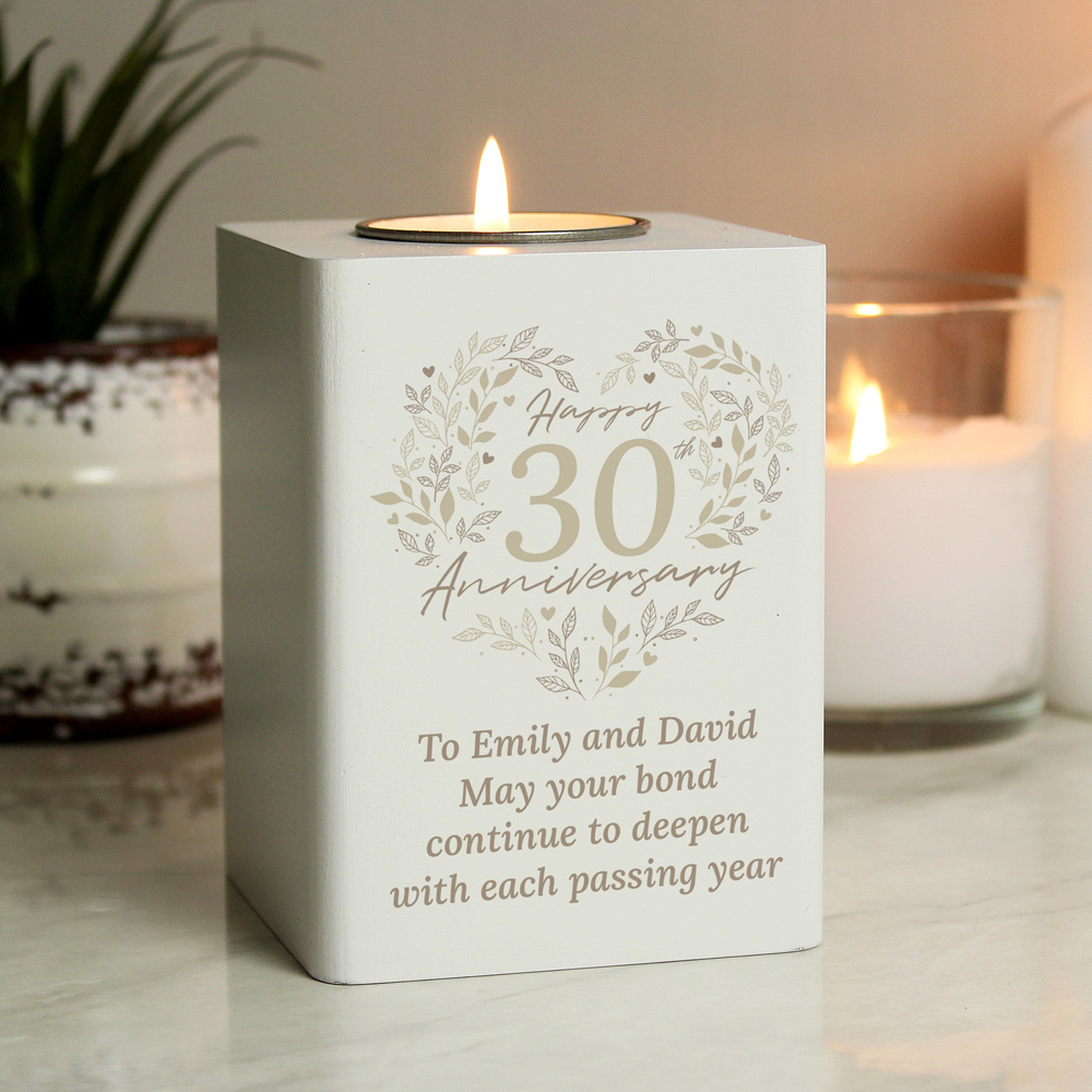 Personalised Memento Personalised 30th Pearl Wedding Anniversary Tea Light Holder Image 2